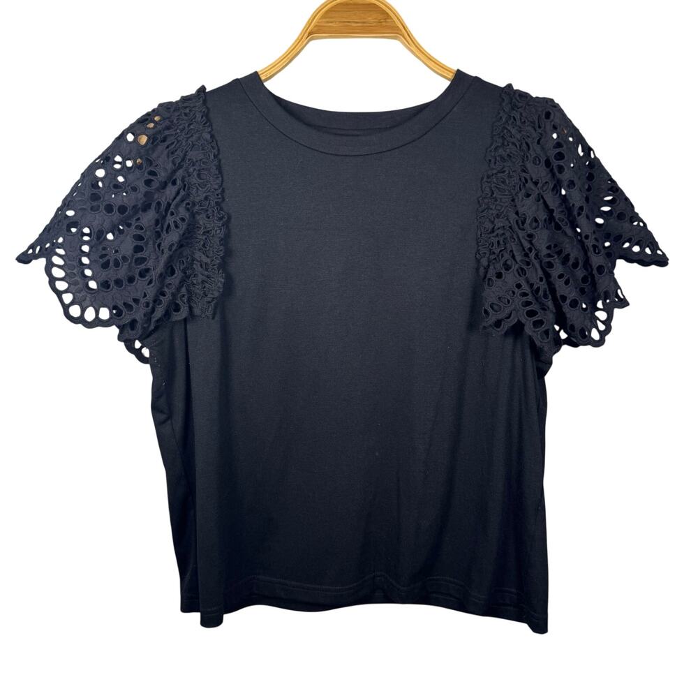 THML Black Top Eyelet Sleeves Large